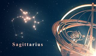 Zodiac Constellation Sagittarius And Armillary Sphere