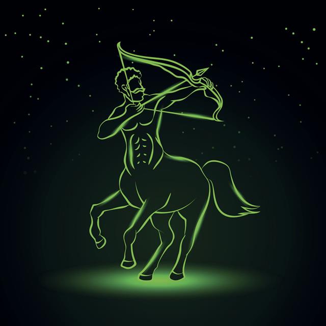 Green Neon Sagittarius Zodiac