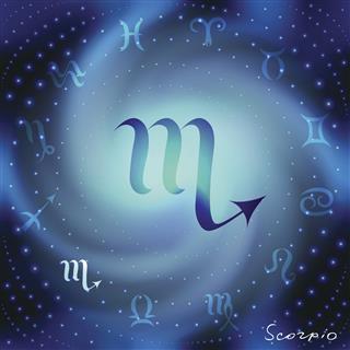 Space Spiral With Astrological Scorpio Symbol