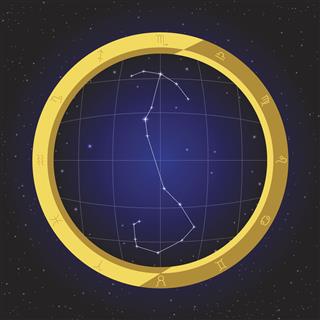 Scorpio Star Zodiac In Fish Eye Telescope