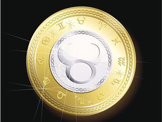 Taurus zodiac sign on coin