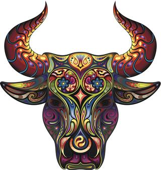 Colorful bull head