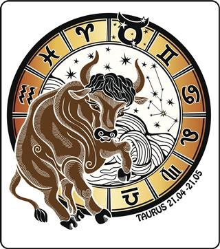 Taurus zodiac sign and horoscope circle
