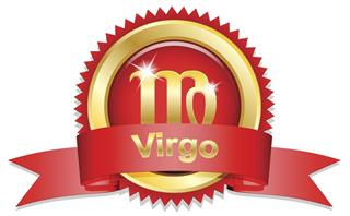 Virgo zodiac sign with red ribbon