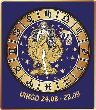 Virgo zodiac sign with horoscope circle