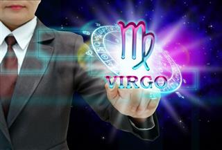 woman with horoscope sign virgo