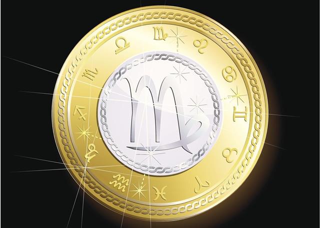 Zodiac virgo sign on coin