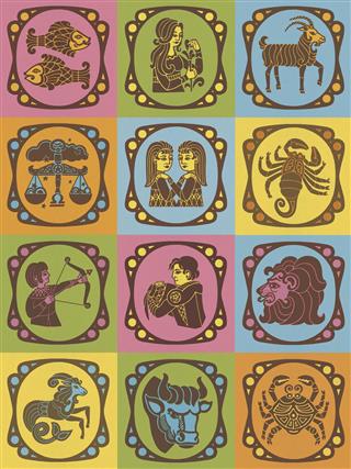 Twelve Zodiac Symbols