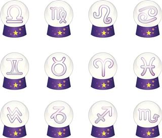 Crystal ball zodiac set