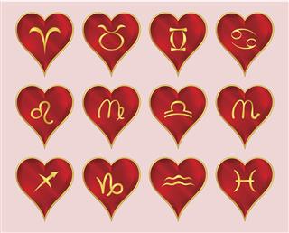 zodiac symbols in heart shape