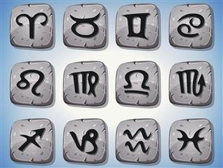Zodiac signs on rocks