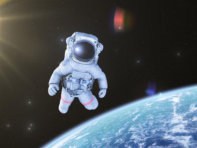Astronaut in space, 3d render