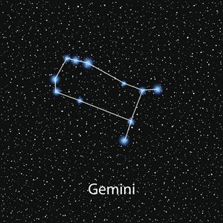 Gemini Zodiac sign bright blue stars