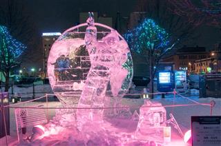 Apollo astronaut on moon sculpture at 45th Asahikawa Winter Festival