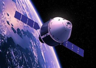 Crew Exploration Vehicle Orbiting Earth