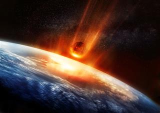 Large Meteor And Earth