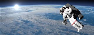 Astronaut or cosmonaut flying upon earth