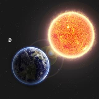 Earth and Sun.Elements of this image furnished by NASA