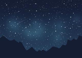 Mountains silhouettes on starry sky background