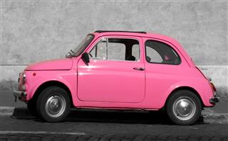 Tiny Pink Vintage Car Rome Italy