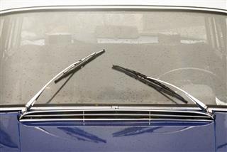 Window With Wipers Of Vintage Car