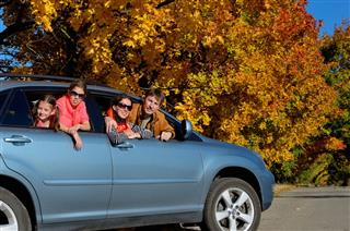 Car Trip On Autumn Family Vacation