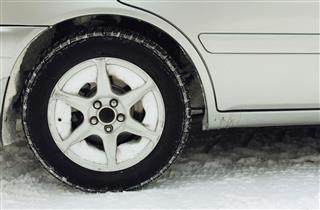 The Car Wheel In The Snow