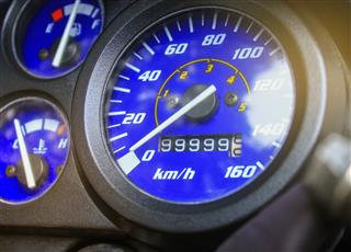 Close Up Speedometer Of A Motorcycle