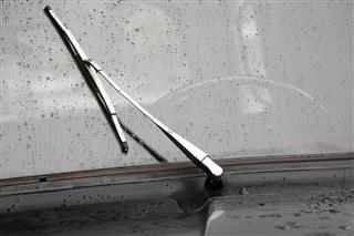 Wet Car Windshield And Wiper