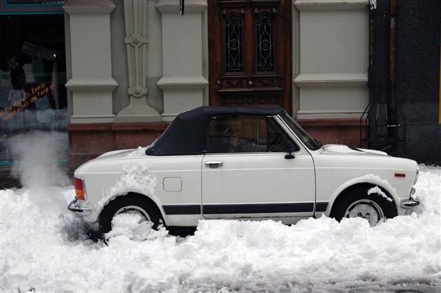 Italian Car Stuck In Snow