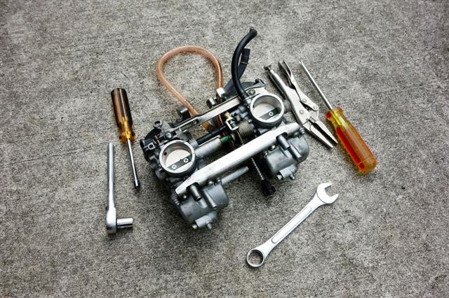 Motorcycle Carburetor With Hand Tools