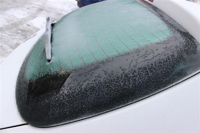 Frozen Rear Car Window