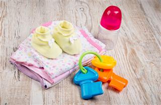 Baby Bottle And Baby Clothing