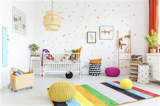 Baby room with white wall