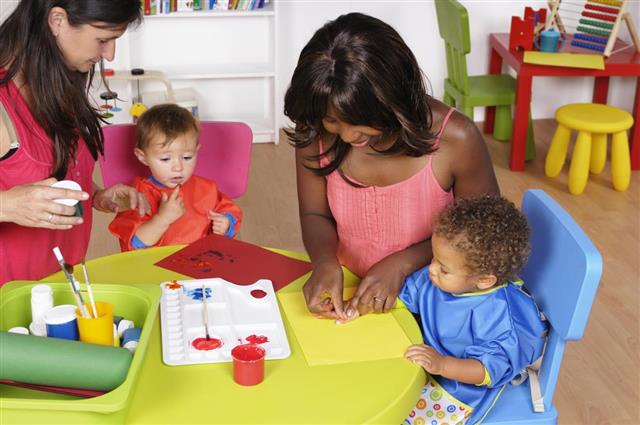 Toddlers Doing Finger Painting