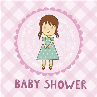 Baby shower card with a cute girl