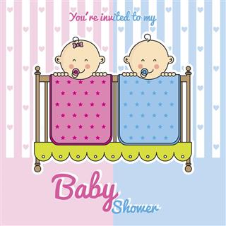 Twins baby shower card