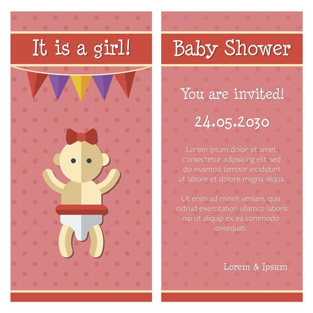 Cute baby girl shower template