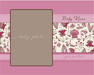 Baby Girl Arrival Card with Frame