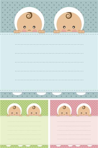 Baby twins announcement card