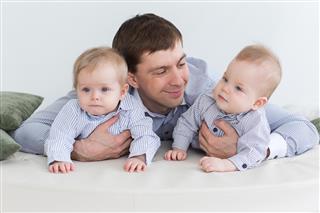 Dad with twin boys