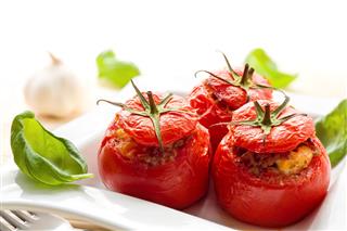 Baked Stuffed Tomatoes With Basil