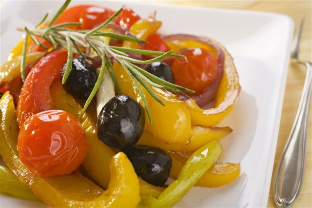 Baked Peppers And Tomatoes
