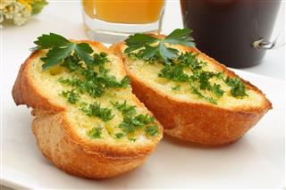 Herbs Garlic Bread And Drink