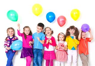 Happy children with balloons