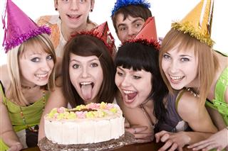 Teenagers Celebrate Happy Birthday