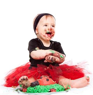 Cute Baby and cake