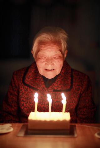 Grandmother celebrating her birthday