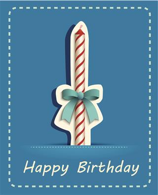 Birthday Card Candle And Ribbon