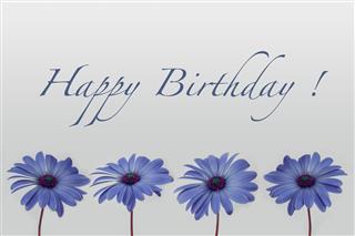 Birthday Card With Blue Flowers